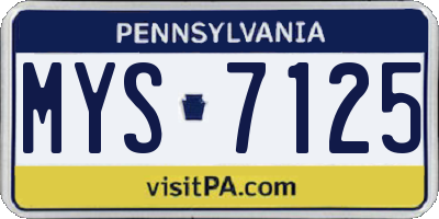 PA license plate MYS7125