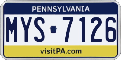 PA license plate MYS7126