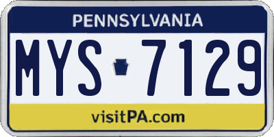 PA license plate MYS7129