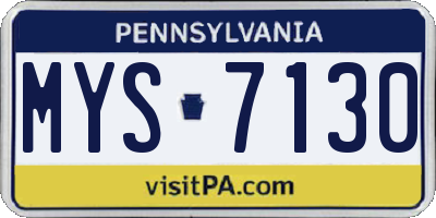 PA license plate MYS7130