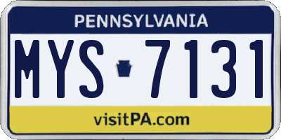 PA license plate MYS7131