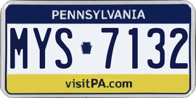 PA license plate MYS7132
