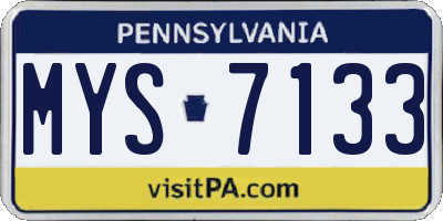 PA license plate MYS7133