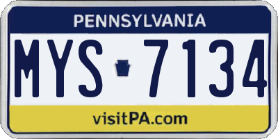 PA license plate MYS7134