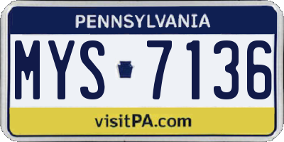 PA license plate MYS7136