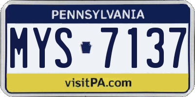 PA license plate MYS7137