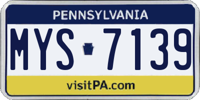 PA license plate MYS7139