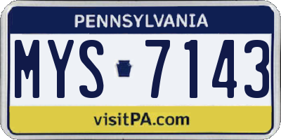 PA license plate MYS7143
