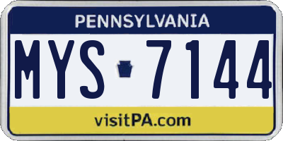 PA license plate MYS7144