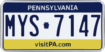 PA license plate MYS7147