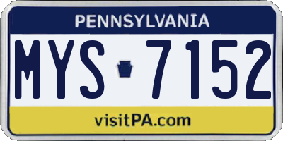 PA license plate MYS7152