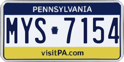 PA license plate MYS7154
