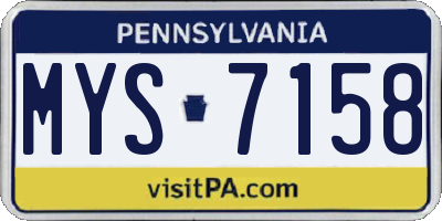 PA license plate MYS7158