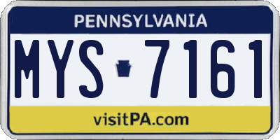 PA license plate MYS7161