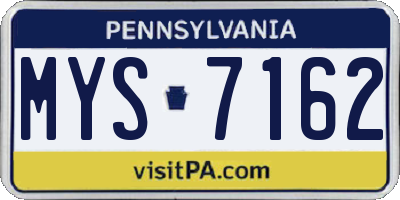 PA license plate MYS7162