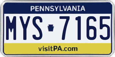 PA license plate MYS7165