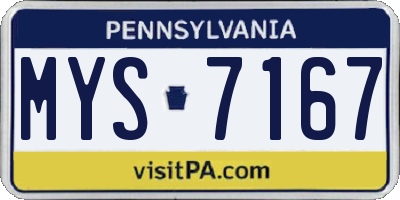 PA license plate MYS7167