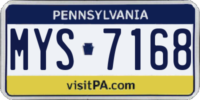 PA license plate MYS7168