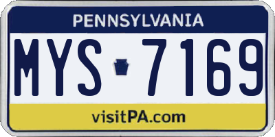 PA license plate MYS7169
