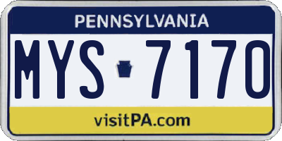 PA license plate MYS7170