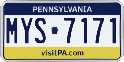 PA license plate MYS7171