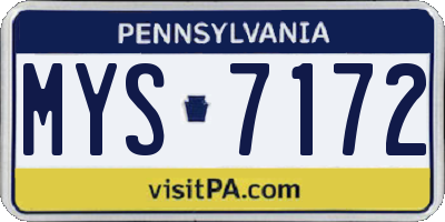 PA license plate MYS7172