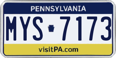 PA license plate MYS7173