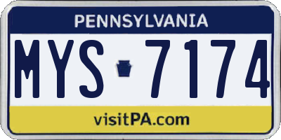 PA license plate MYS7174