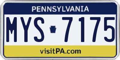 PA license plate MYS7175