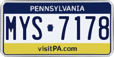 PA license plate MYS7178