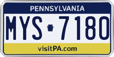 PA license plate MYS7180