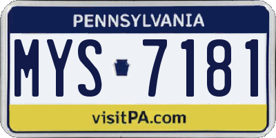 PA license plate MYS7181