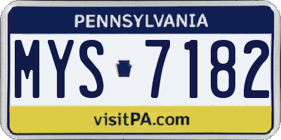 PA license plate MYS7182