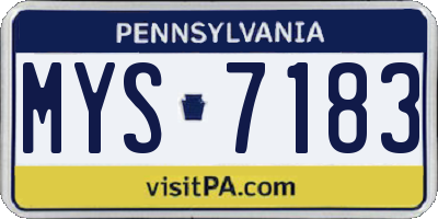 PA license plate MYS7183