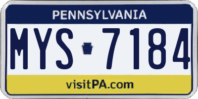 PA license plate MYS7184