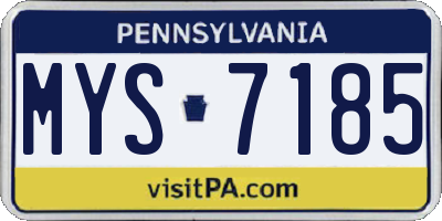PA license plate MYS7185