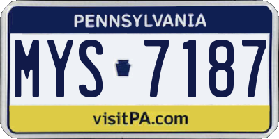 PA license plate MYS7187