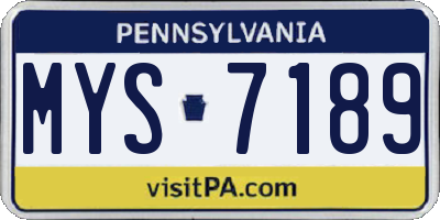 PA license plate MYS7189