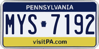 PA license plate MYS7192
