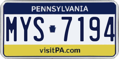PA license plate MYS7194