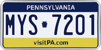 PA license plate MYS7201