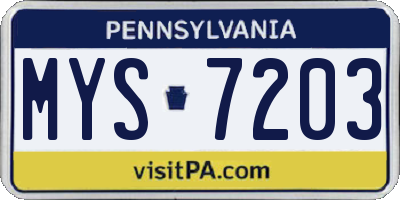 PA license plate MYS7203