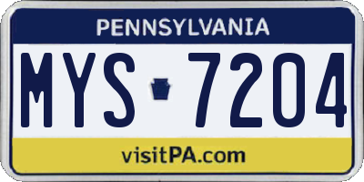 PA license plate MYS7204