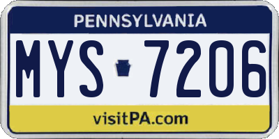PA license plate MYS7206