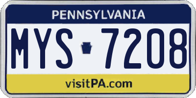 PA license plate MYS7208