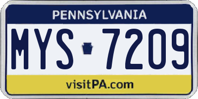 PA license plate MYS7209