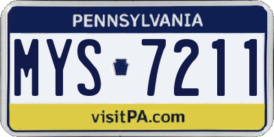 PA license plate MYS7211