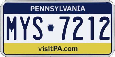 PA license plate MYS7212