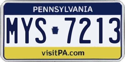 PA license plate MYS7213