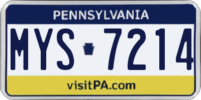 PA license plate MYS7214